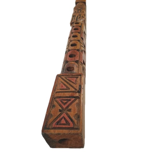 VINTAGE Peru TARKA Flute, 20" Hand carved wood Folk Art Flute Traditional Music - Picture 2 of 9